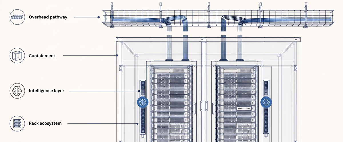 integrated white space architecture — rack, containment, cable pathway and power intelligence